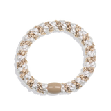 KKNEKKI Hair Tie - White Beige Glitter Stripe