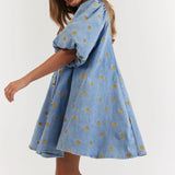 La Boheme Girls Peyton Mini Dress Denim Hearts