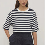 Assembly Label Monte Stripe Cotton Short Sleeve Tee - Navy/White Stripe
