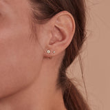 14k Gold Blushing Diamond Single Huggie Hoop