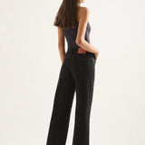 Mia Mid Wide Leg Jean - Black