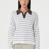 Arcaa Zia Tie Knit Jersey - Cream & Espresso Stripe