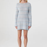 Arcaa Nia Long Sleeve Mini Dress - Dusk Blue Cream Stripe