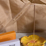 In Time Incense - Hibiscus Ceramic Incense Holder - Golden Yellow