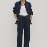 Assembly Label Kiera Recycled Denim Pleat Pant - Deep Indigo