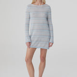Arcaa Nia Long Sleeve Mini Dress - Dusk Blue Cream Stripe