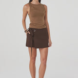 Arcaa Lucia Tie Mini Skirt - Espresso