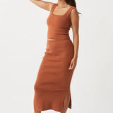 Harper Organic Knit Skirt - Tobacco
