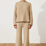 Sand Contrast Rib Knit Pant