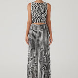Ripple Stripe Cotton Blend Knit Crop Top