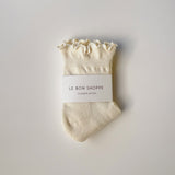 LeBon Ruffled Hugger Crew Socks - Vanilla