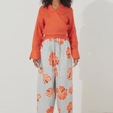 Chilli Pepper Linen Wrap Top