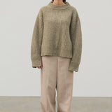 Olive Merino Wool Blend Knit Jumper
