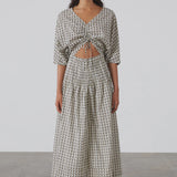 Pecan Rouched Cotton Dress