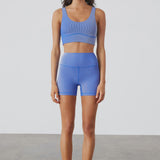 Stripe Rib Crop Top - Dolphin Blue