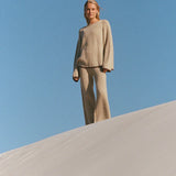 Sand Contrast Rib Knit Pant