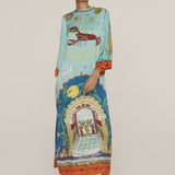 Surrealist Silk Midi Dress