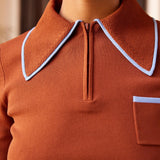 Alemais Noura Knit Polo - Rust