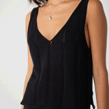 Gia Pointelle Knit Tank - Black