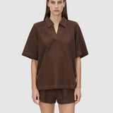 Camilla and Marc Turrell Collared Tee - Chocolate