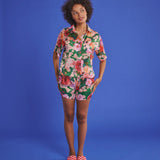 Rose Garden Satin Short Sleeve Shirt & Shorts PJ Set
