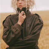 Spell Fontaine Leather Bomber Jacket - Vintage Brown