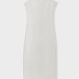 White Cotton Rib Knit Dress