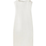 White Cotton Rib Knit Dress