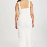 White Cotton Rib Knit Dress